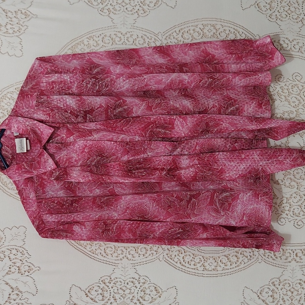 Pykettes Pink botanical print blouse vintage (InvW078)
